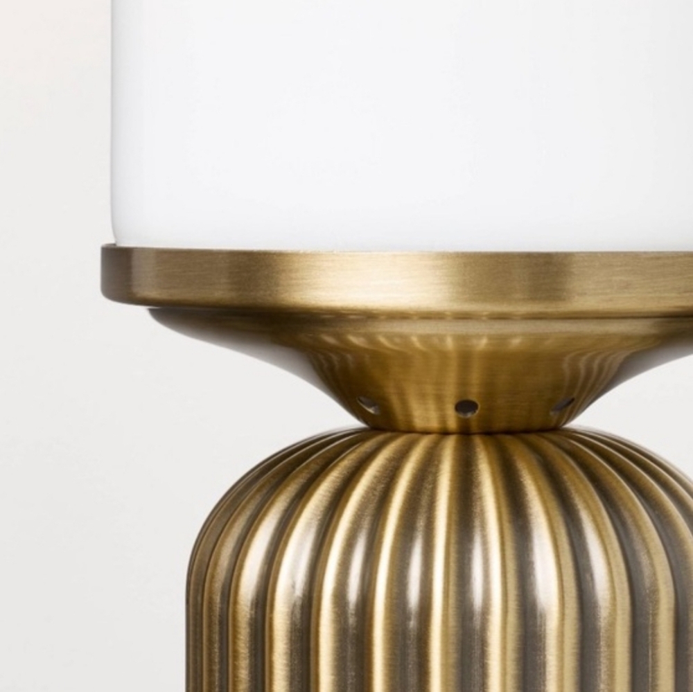 Hearth And Hand Brass Fluted With Frosted Glass Globe Accent Table Lamp - Picture 3 of 5